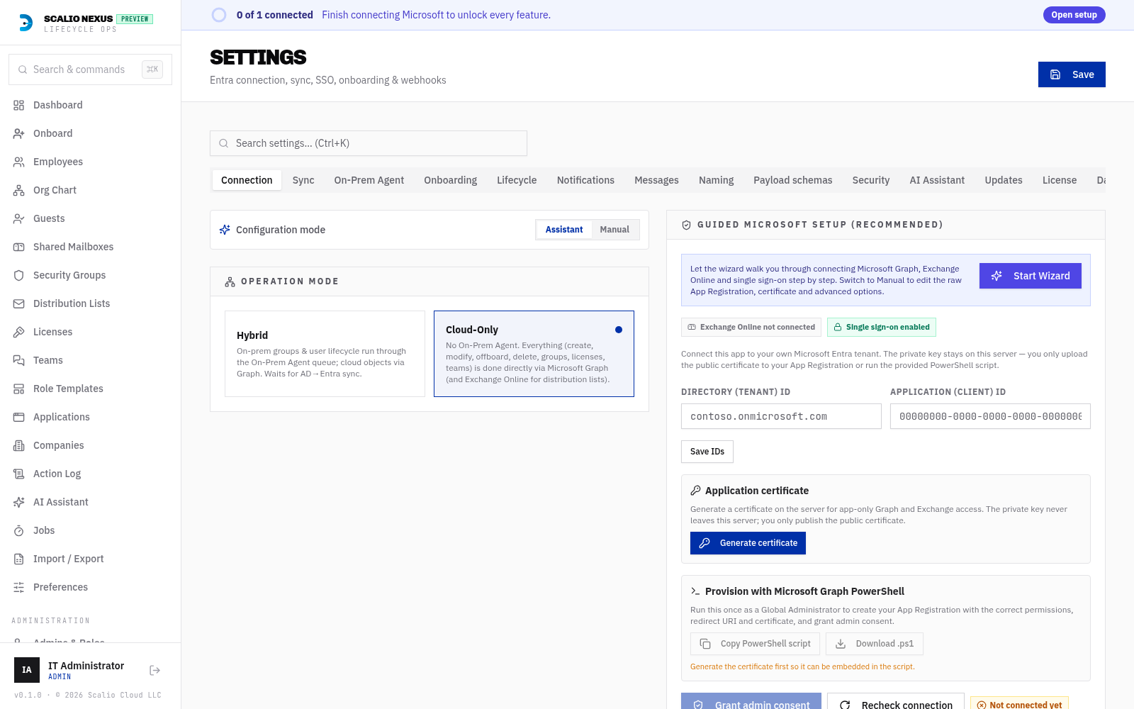 Connection — Assistant mode